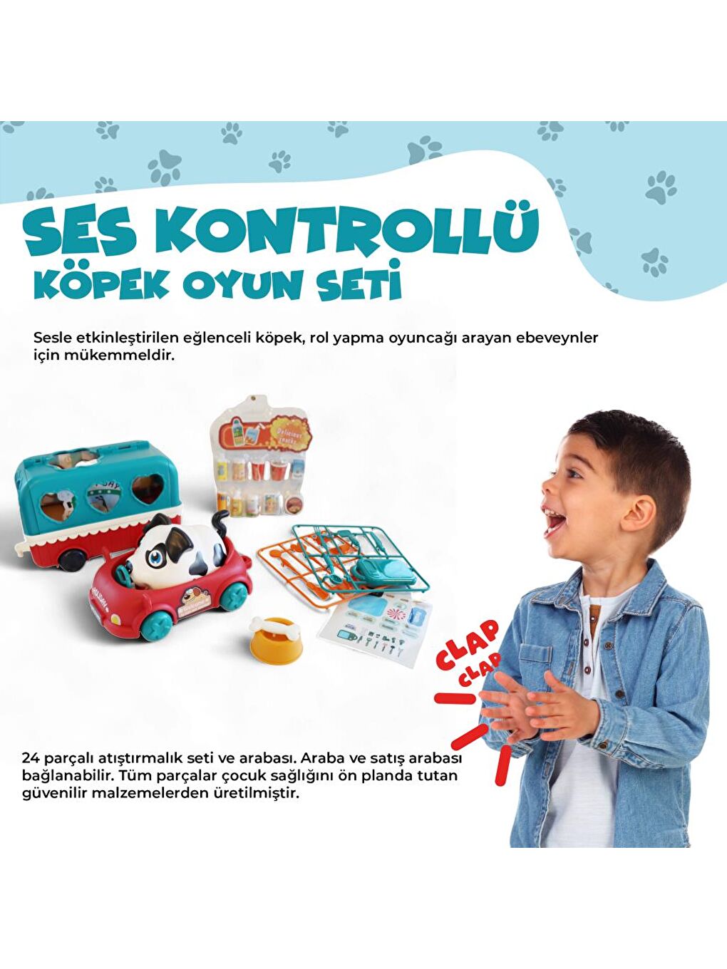 Ogi Mogi Toys Ses Kontrollü Köpek, Araba ve Atıştırma Arabası Seti - 4