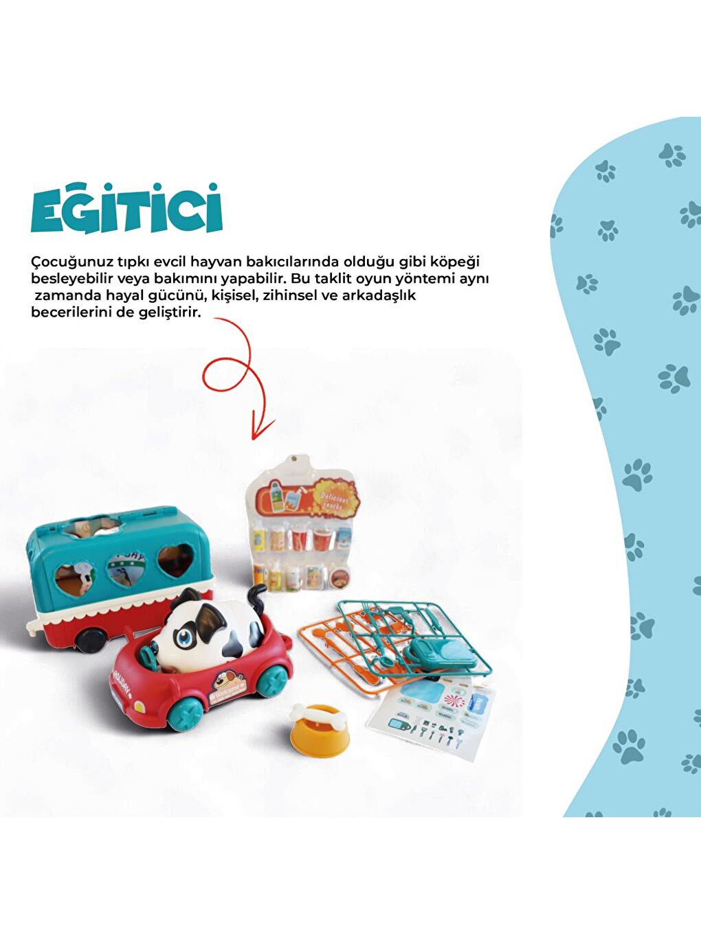 Ogi Mogi Toys Ses Kontrollü Köpek, Araba ve Atıştırma Arabası Seti - 5