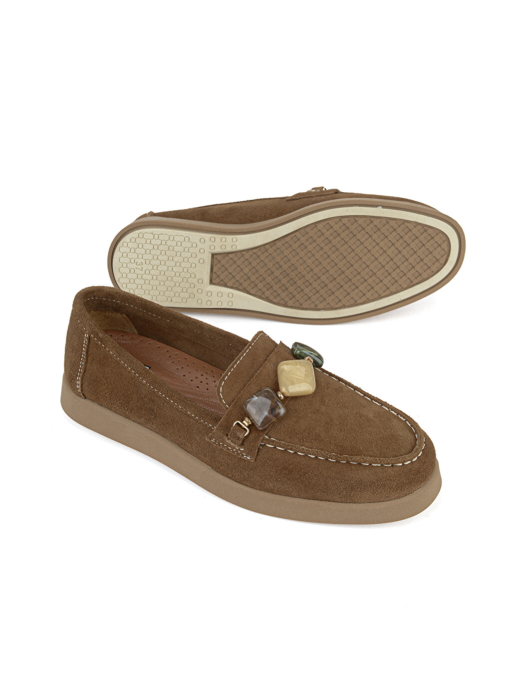 Kahverengi Kadın Hakiki Deri Loafer Ayakkabı 161359Z710 Caramel-3