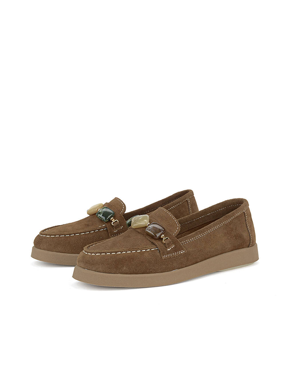 Kahverengi Kadın Hakiki Deri Loafer Ayakkabı 161359Z710 Caramel-4