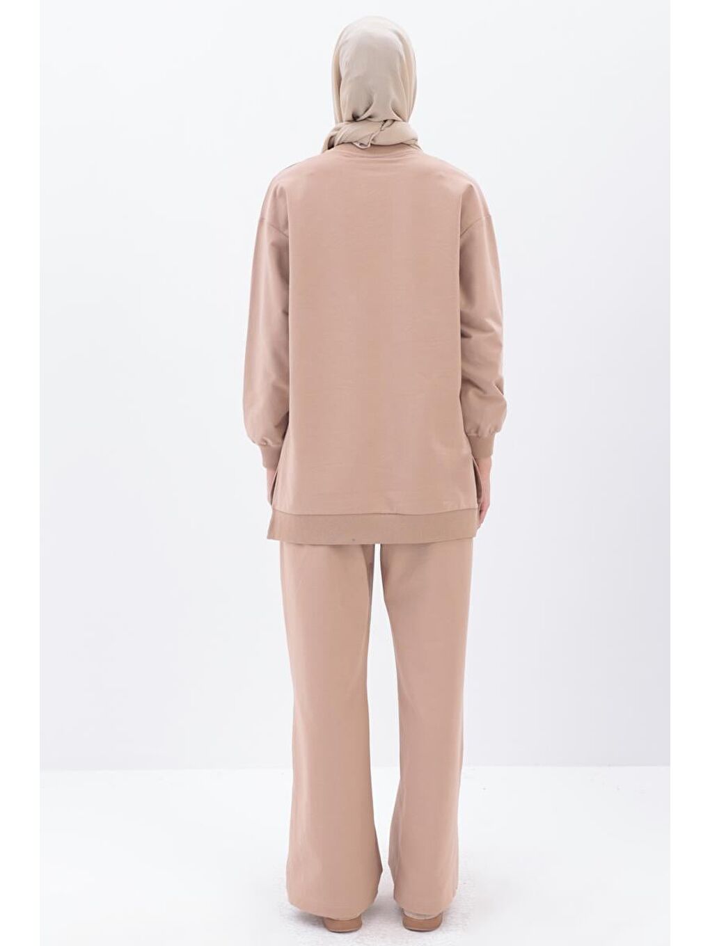 Bej-Yanları Şeritli Eşofman Takımı-2