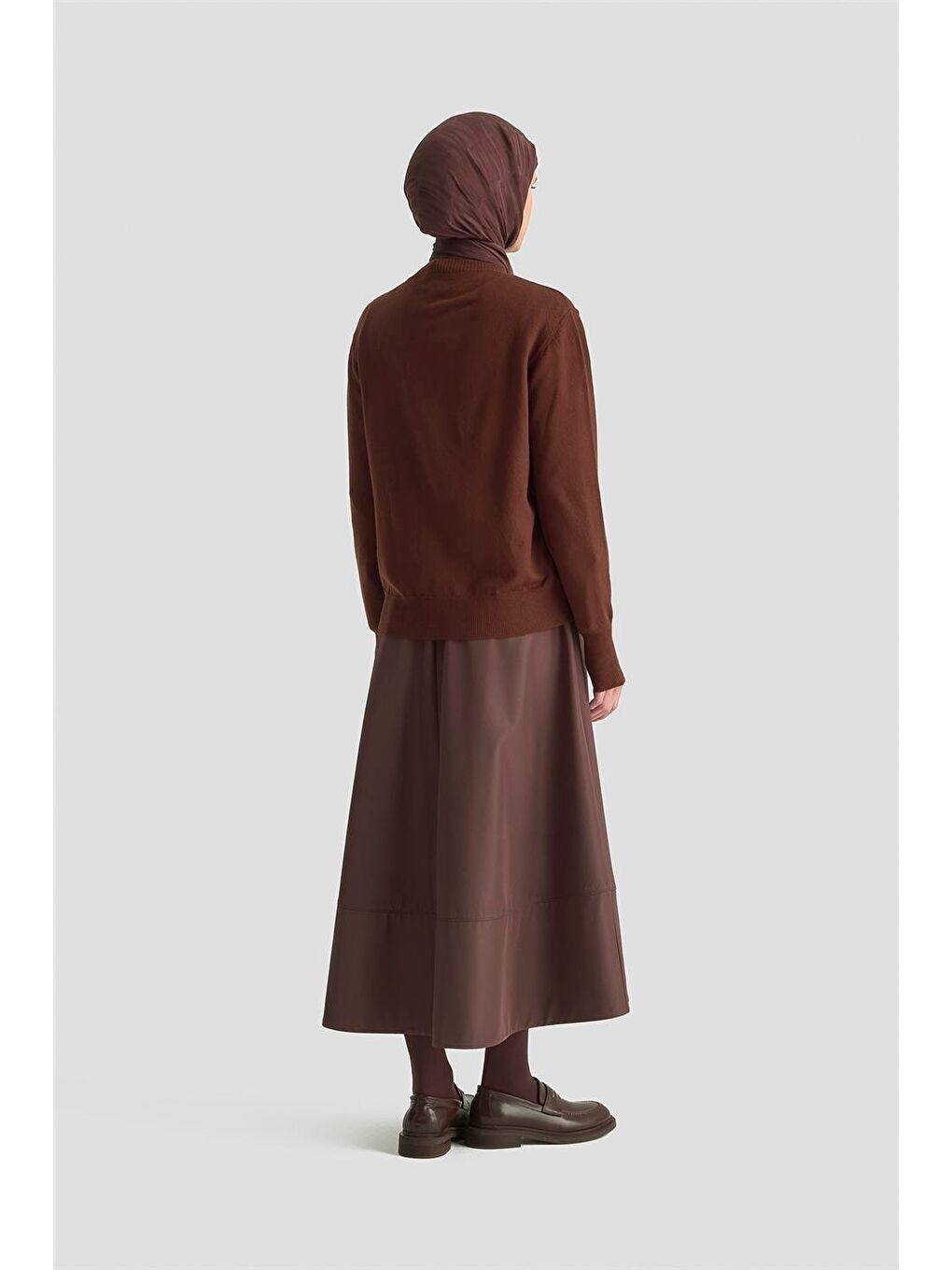 Düğme Detaylı Basic Hırka 25Kd7012 Kahverengi-3