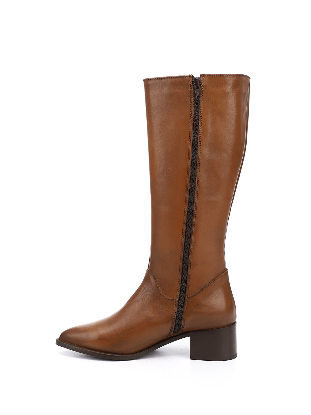 Kadın HAKİ-TABA Sivri Burun Kalın Topuklu Hakiki Deri Çizme-2