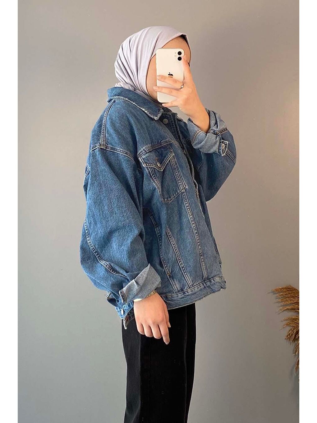 Çift Cepli Oversize Ceket Açık Mavi-2