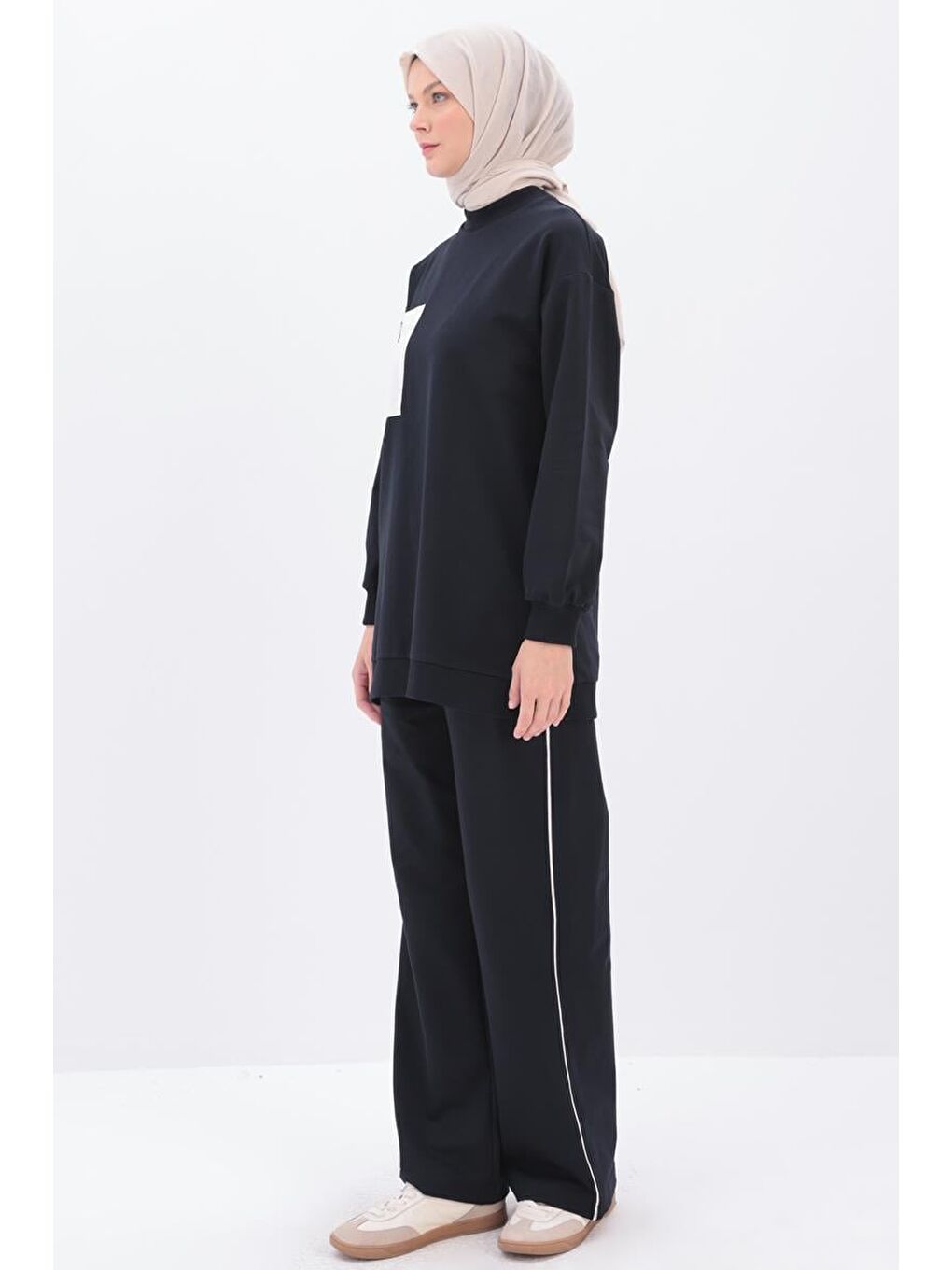 Lacivert-Yanları Şeritli Eşofman Takımı-2