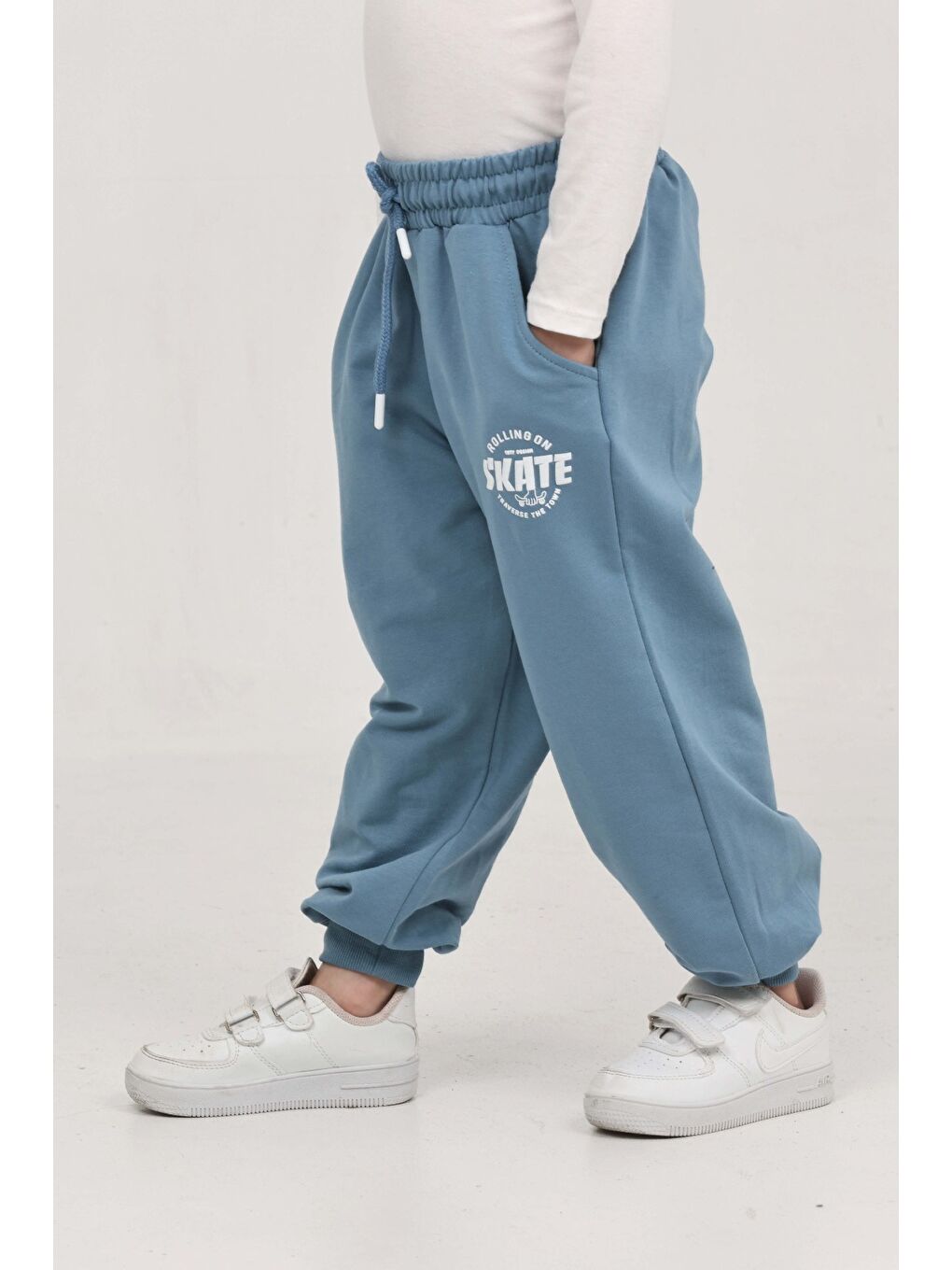 Mavi Erkek Çocuk Skate Baskılı Eşofman Alt-2