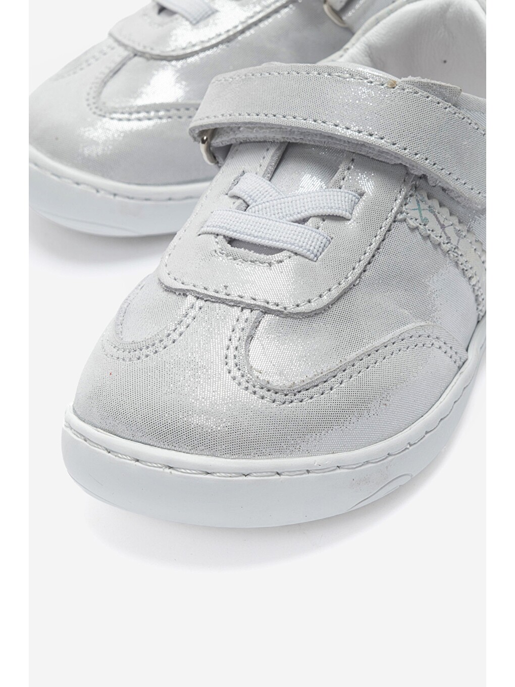 Gri Unisex Bebek Gümüş Hakiki Deri Günlük Ayakkabı-1