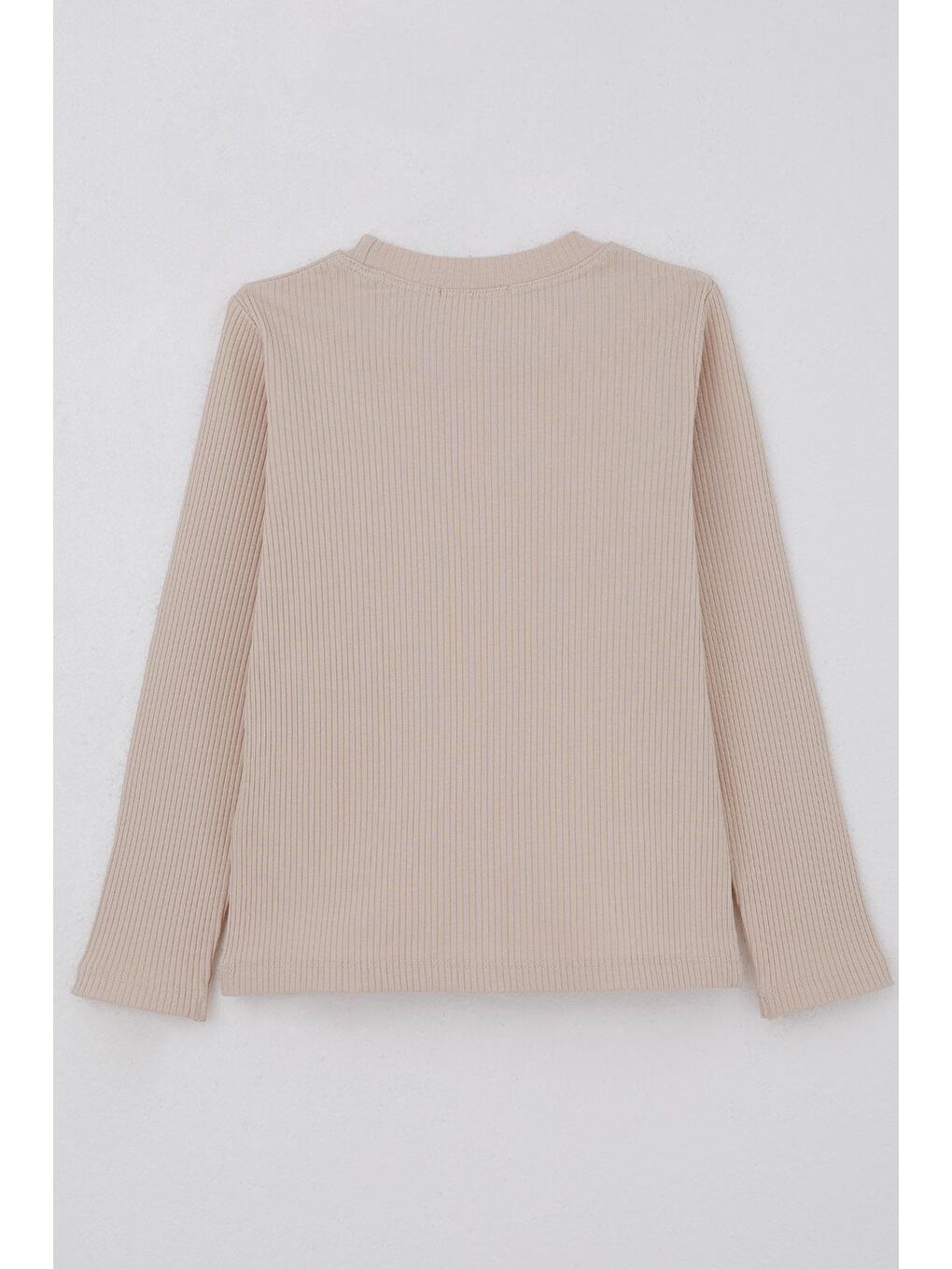 Kız Çocuk Uzun Kollu Tişört Fiyonk Aksesuarlı Bej (8-12 Yaş)-4