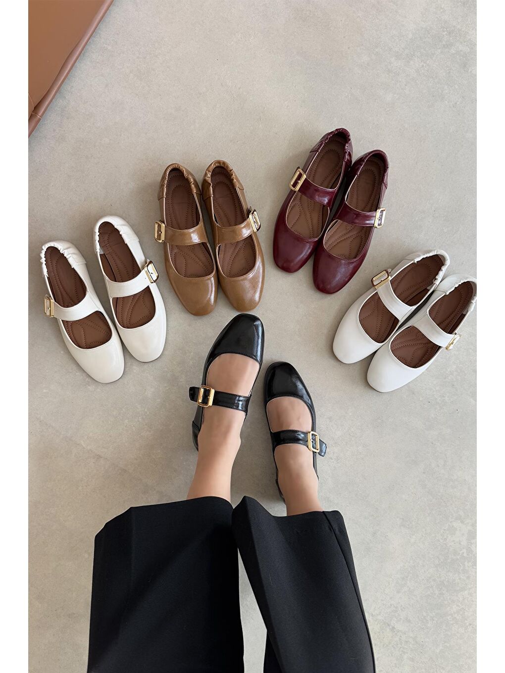 Winny Kadın Toka Detay Deri Babet Siyah-4