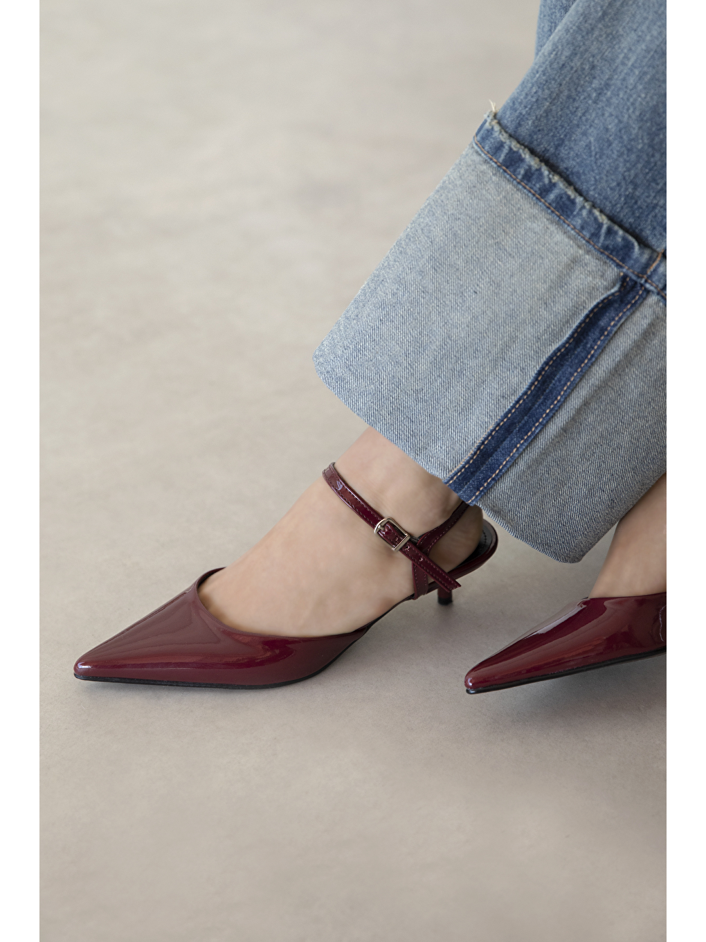 Melvin Kadın Topuklu Rugan Deri  Ayakkabı Bordo-1