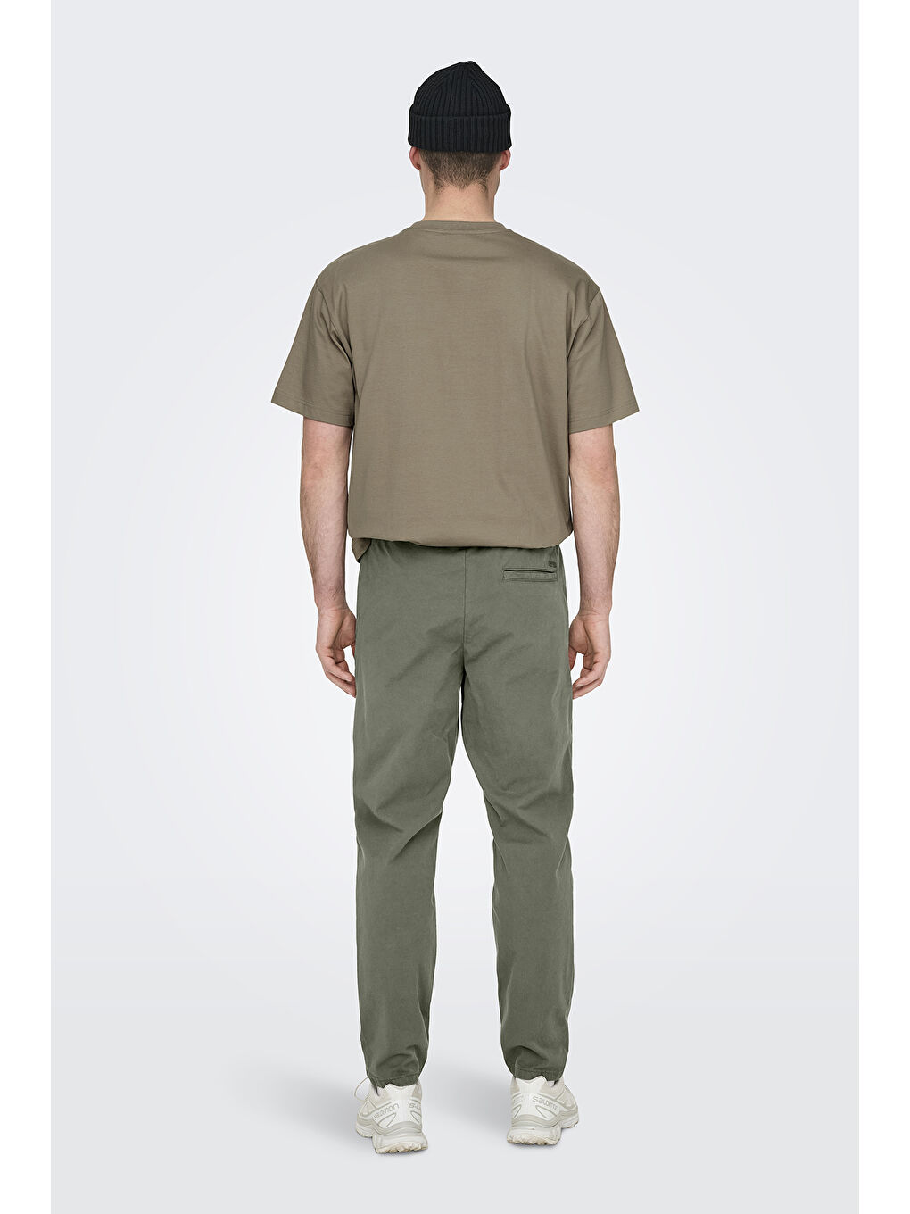 Yeşil Onslİnus Streç Pamuklu Tapered Fit Lastikli Bel Daralan Paça Jogger Pantolon 22029765-1