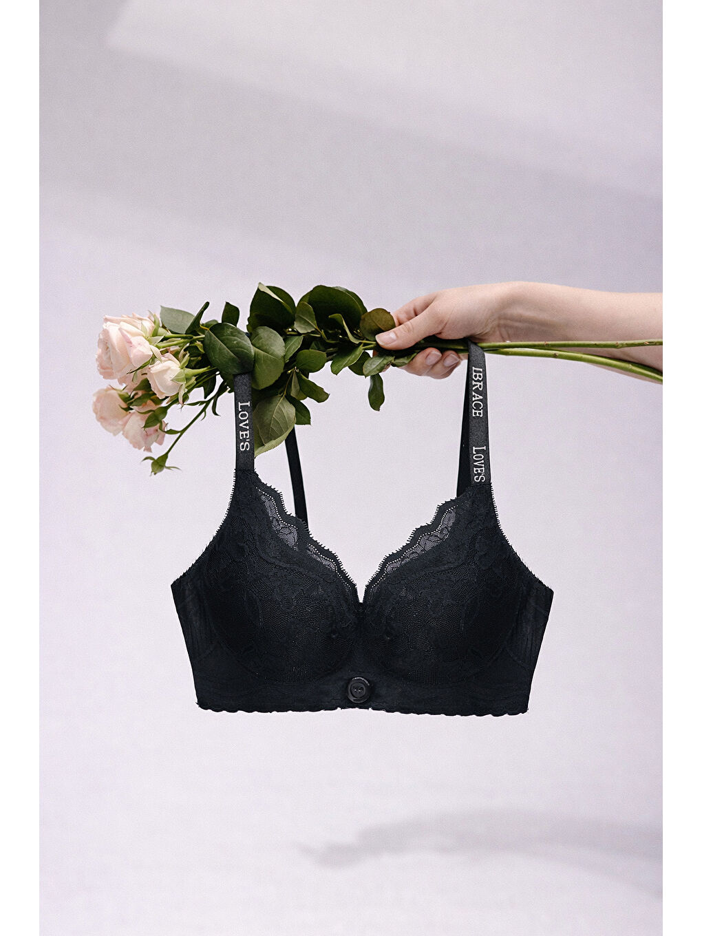 Siyah Kadın Dantelli Ön Ayarlı Döner Mekanizmalı Toparlayıcı Sütyen