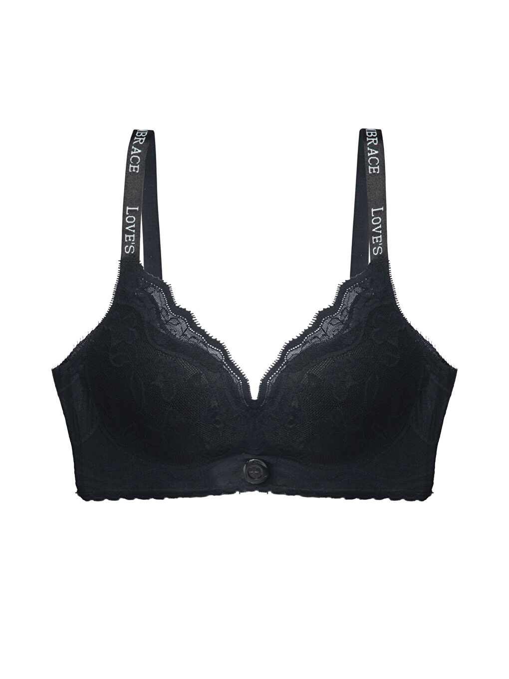 Siyah Kadın Dantelli Ön Ayarlı Döner Mekanizmalı Toparlayıcı Sütyen-1