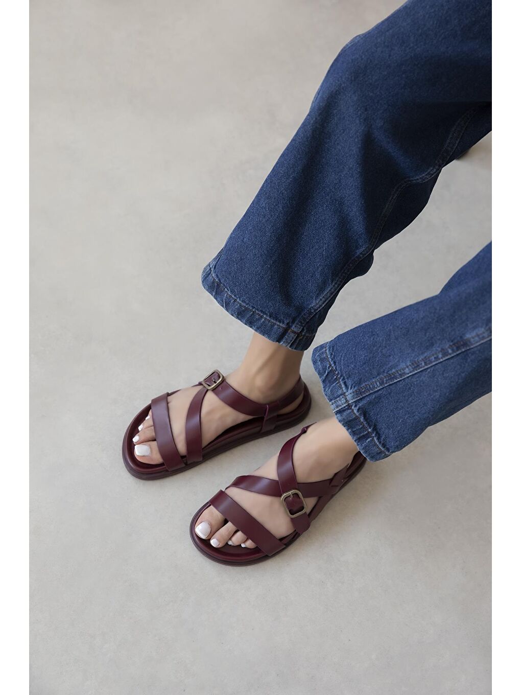 Vitinha Kadın Deri Sandalet Bordo