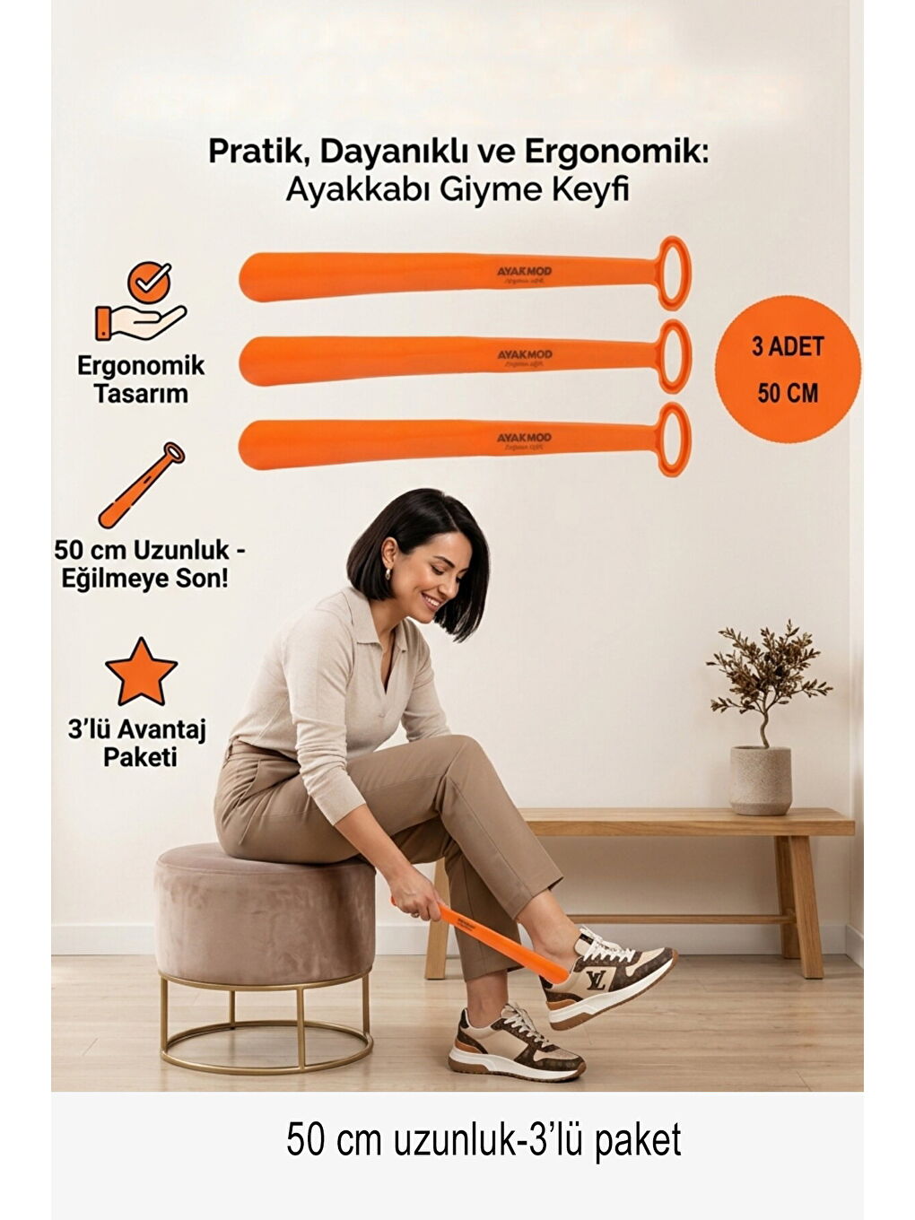 Turuncu Hafif Esnek Büyük Boy 3'lü Ayakkabı Çekeceği-2