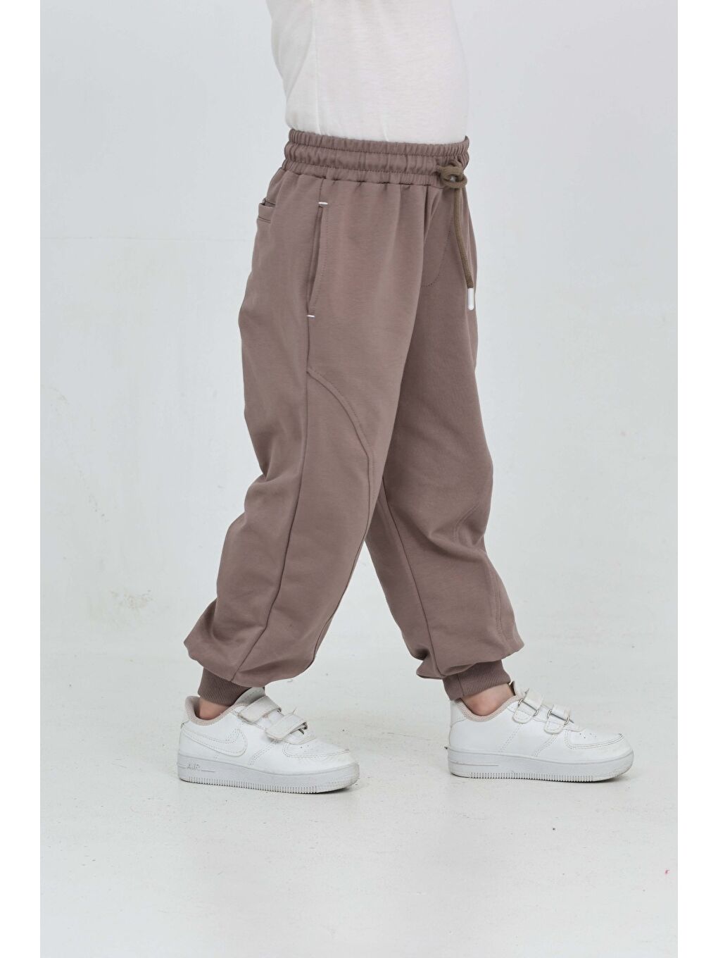 Kahverengi Erkek Çocuk Punteriz Detaylı Eşofman Alt-2