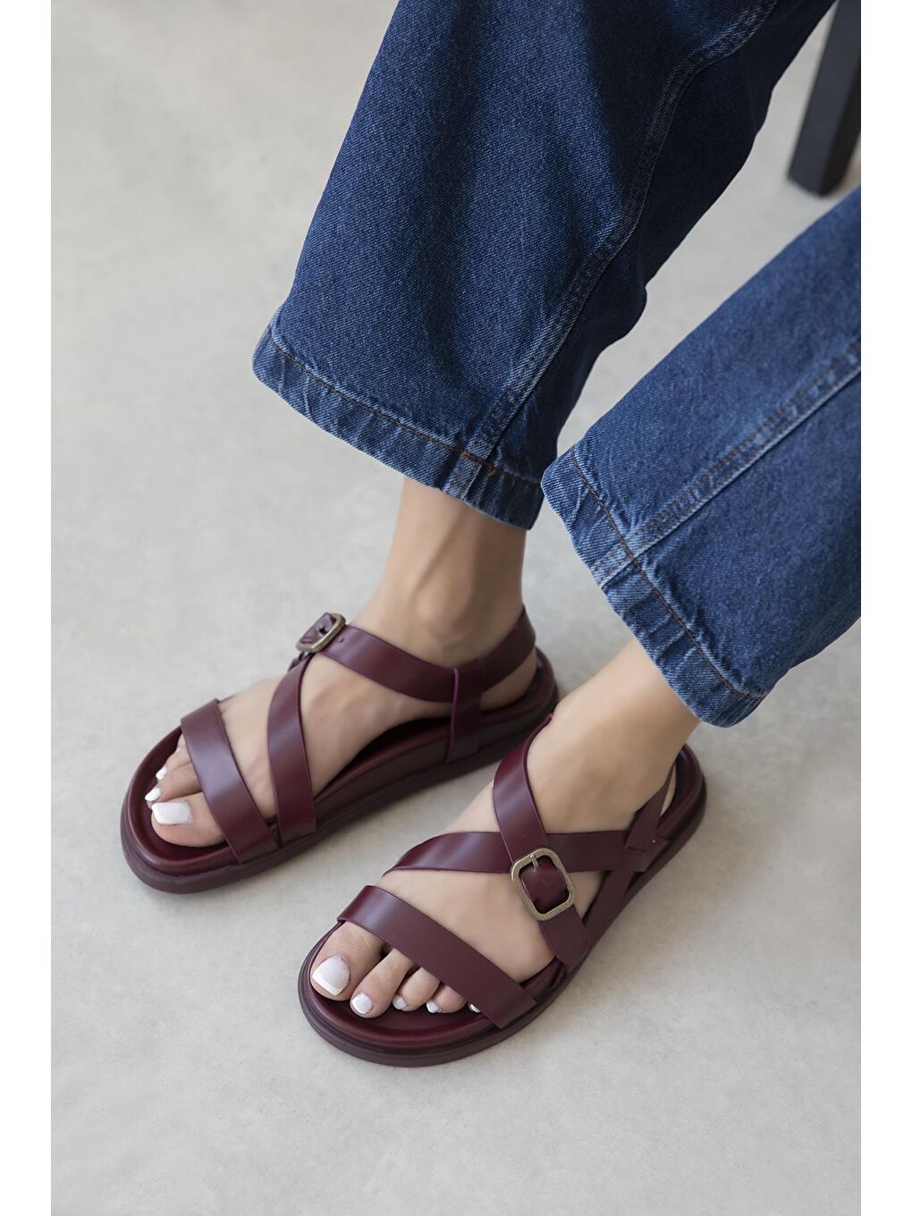 Vitinha Kadın Deri Sandalet Bordo-1