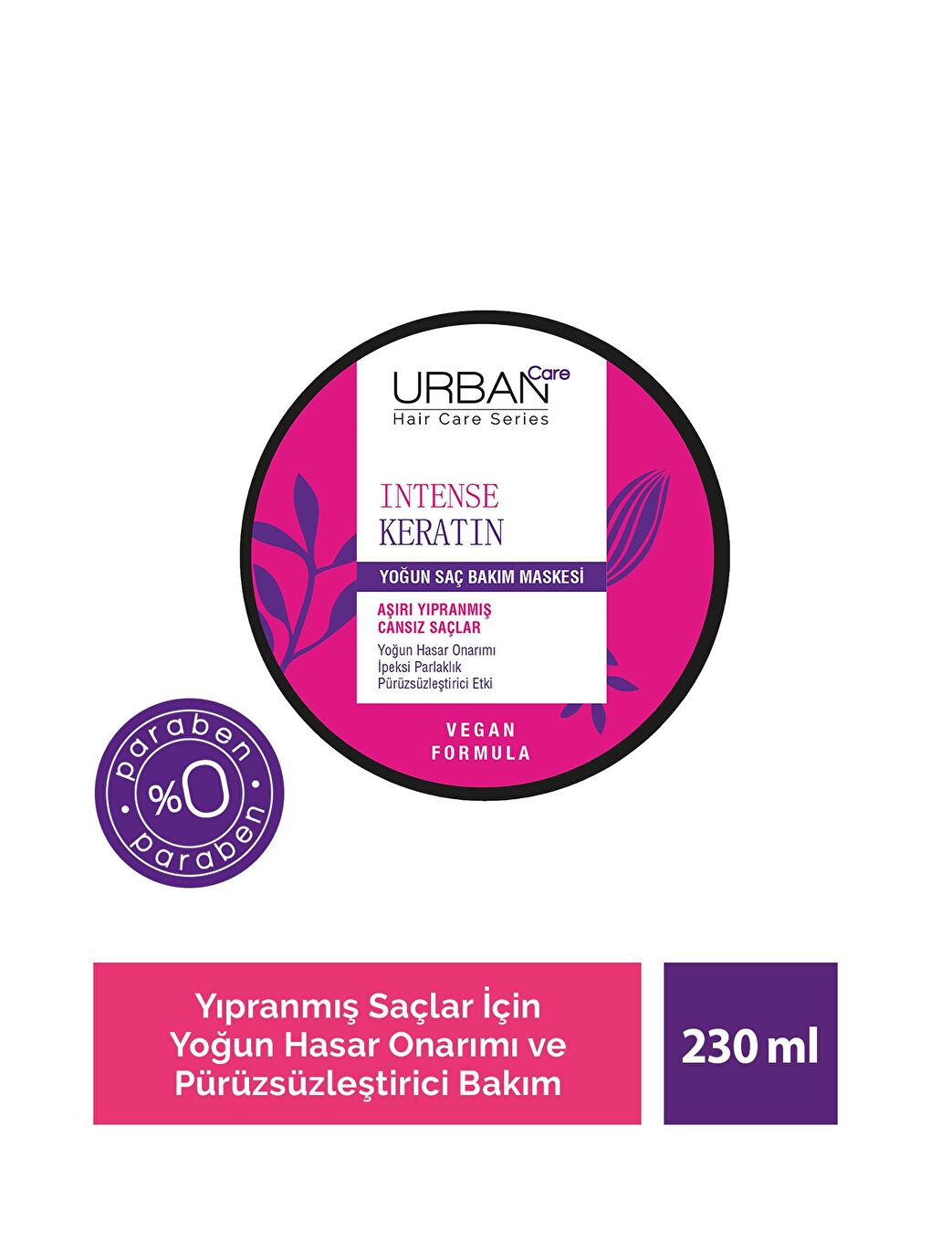 Urban Care Intense Keratin Aşırı Yıpranmış Saçlara Özel Yoğun Saç Bakım Maskesi 230 ml-vegan