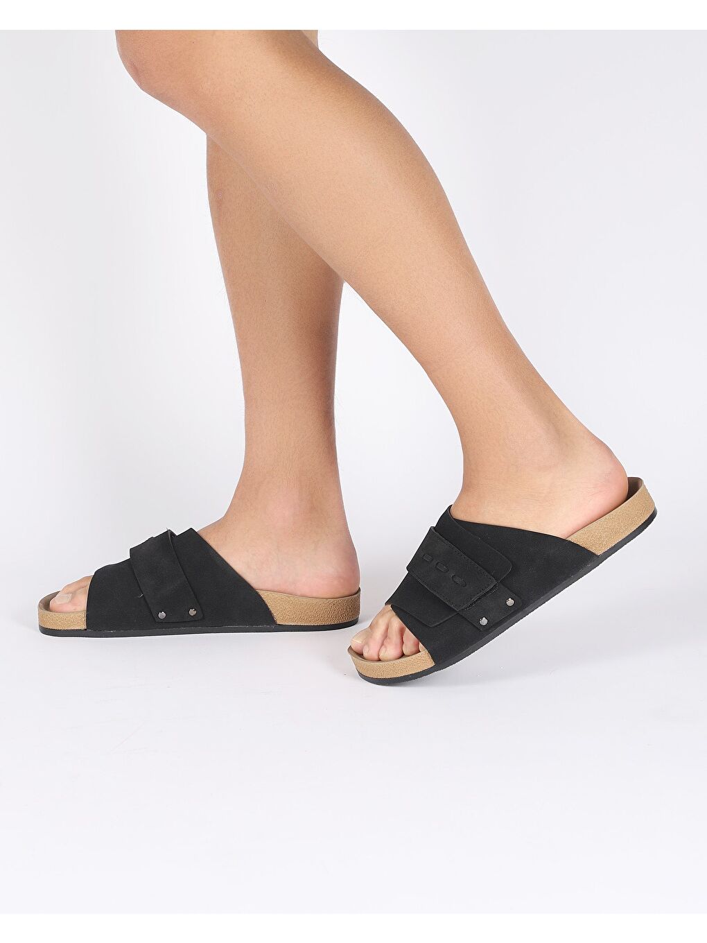 Siyah Erkek Yazlık Bant Detaylı Terlik - CRUZ-3