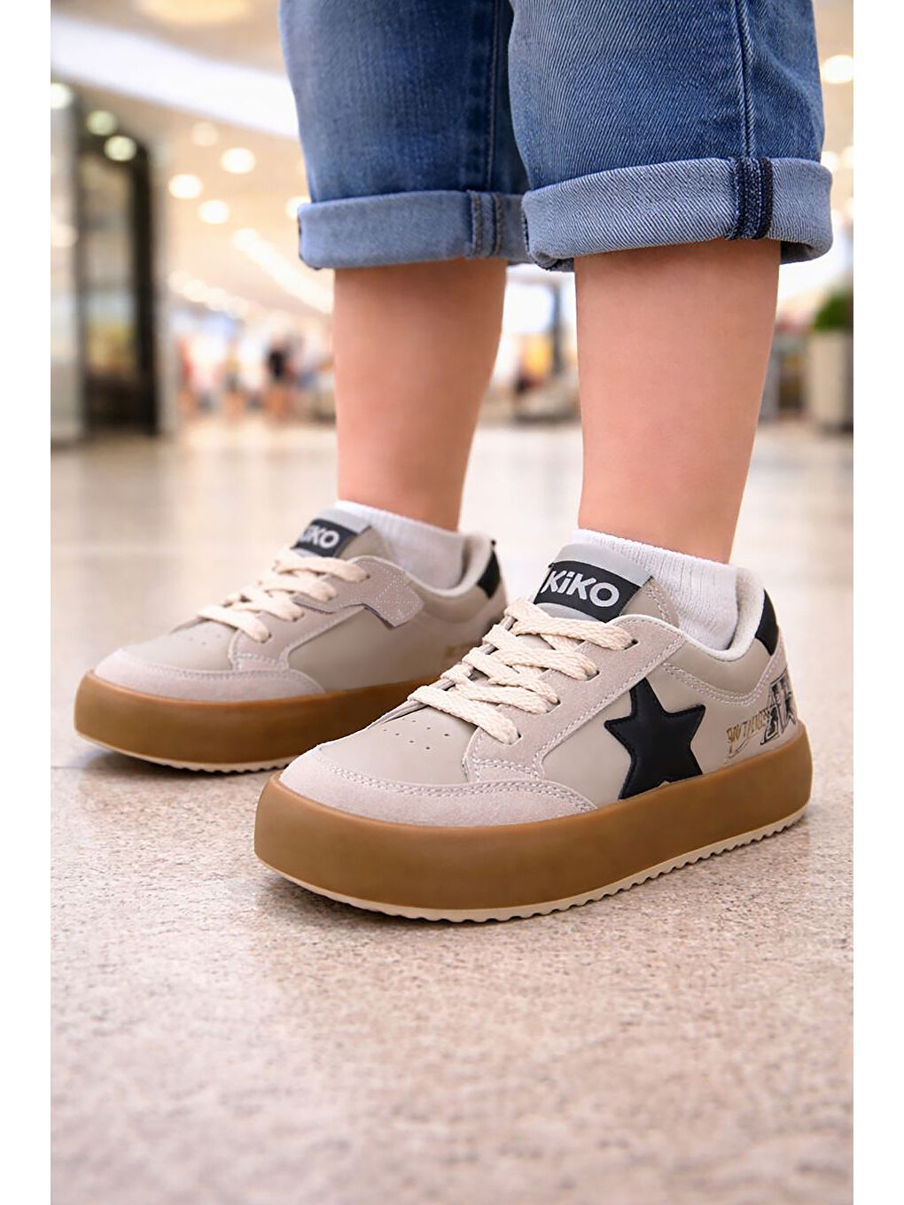 Bej Rida Günlük Bağcıklı Kız Çocuk Spor Ayakkabı-2