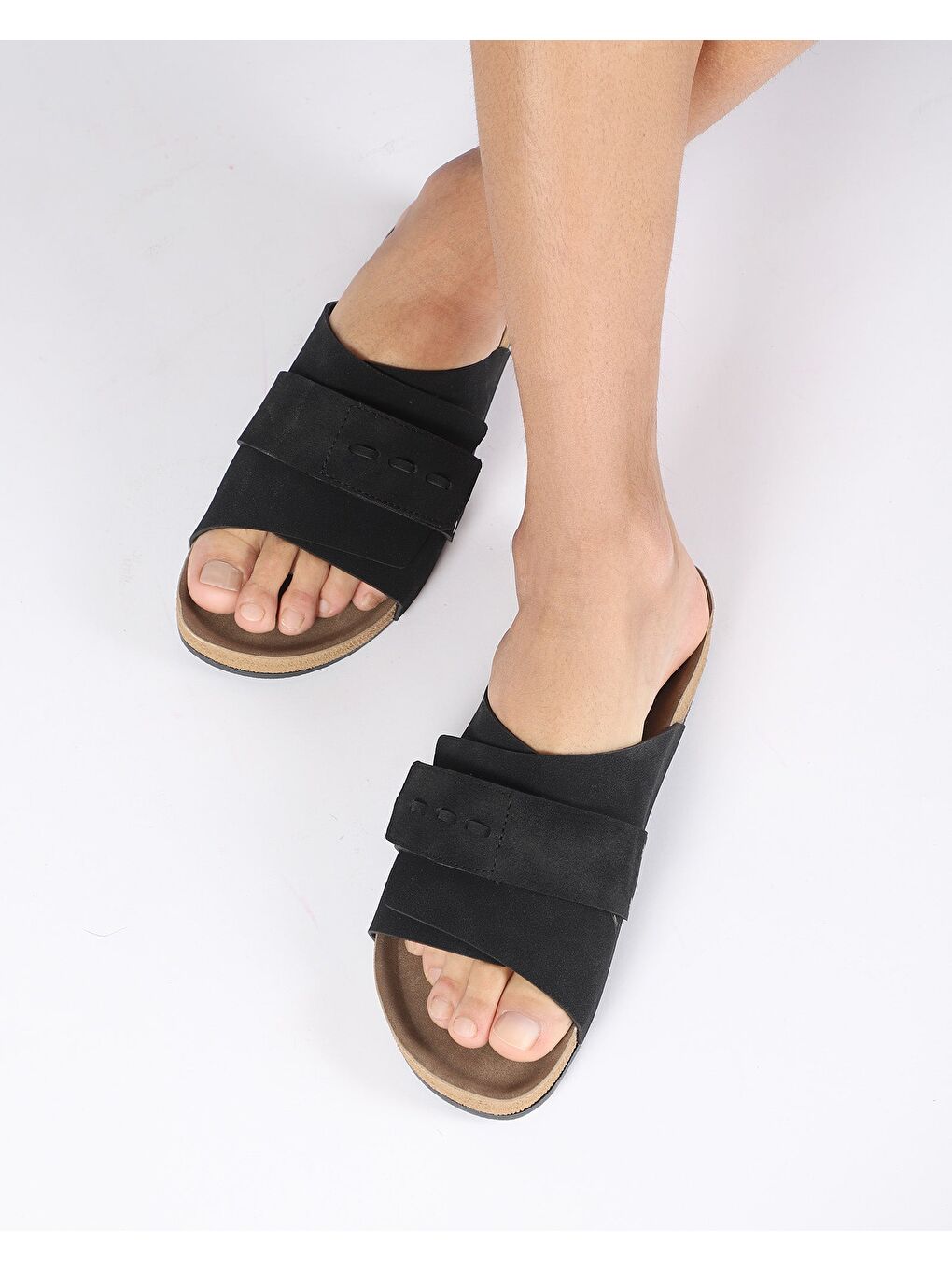 Siyah Erkek Yazlık Bant Detaylı Terlik - CRUZ-4