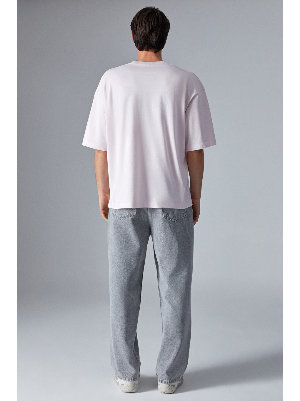 Erkek Oversize Fit Bisiklet Yaka Kısa Kollu %100 Organik Pamuk Pembe Tişört-4