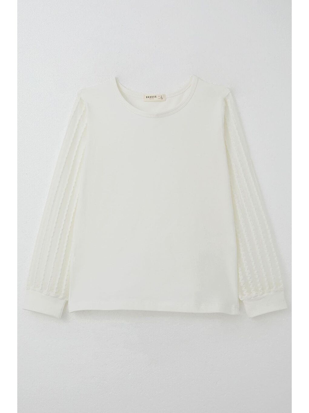 Kız Çocuk Bluz Kolları Tüllü Ekru (8-10 Yaş)