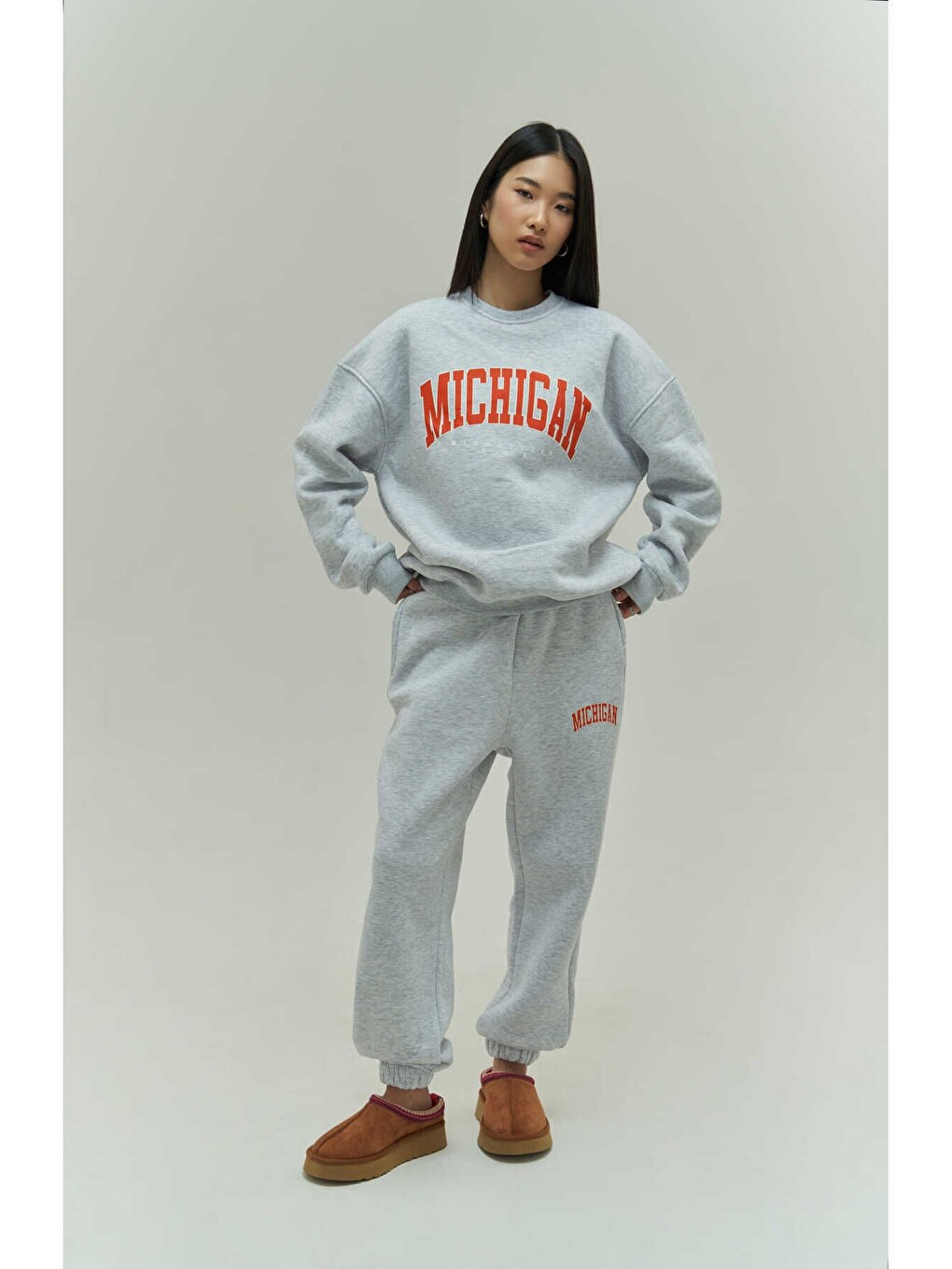 Beyaz Michigan Karmelanj Eşofman Takım-3