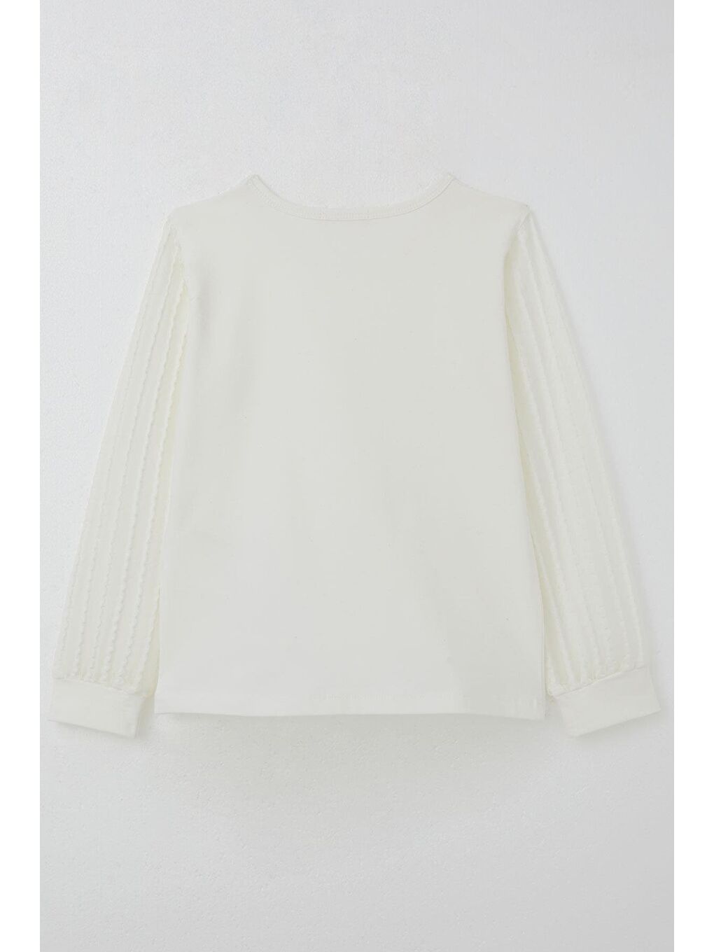 Kız Çocuk Bluz Kolları Tüllü Ekru (8-10 Yaş)-1