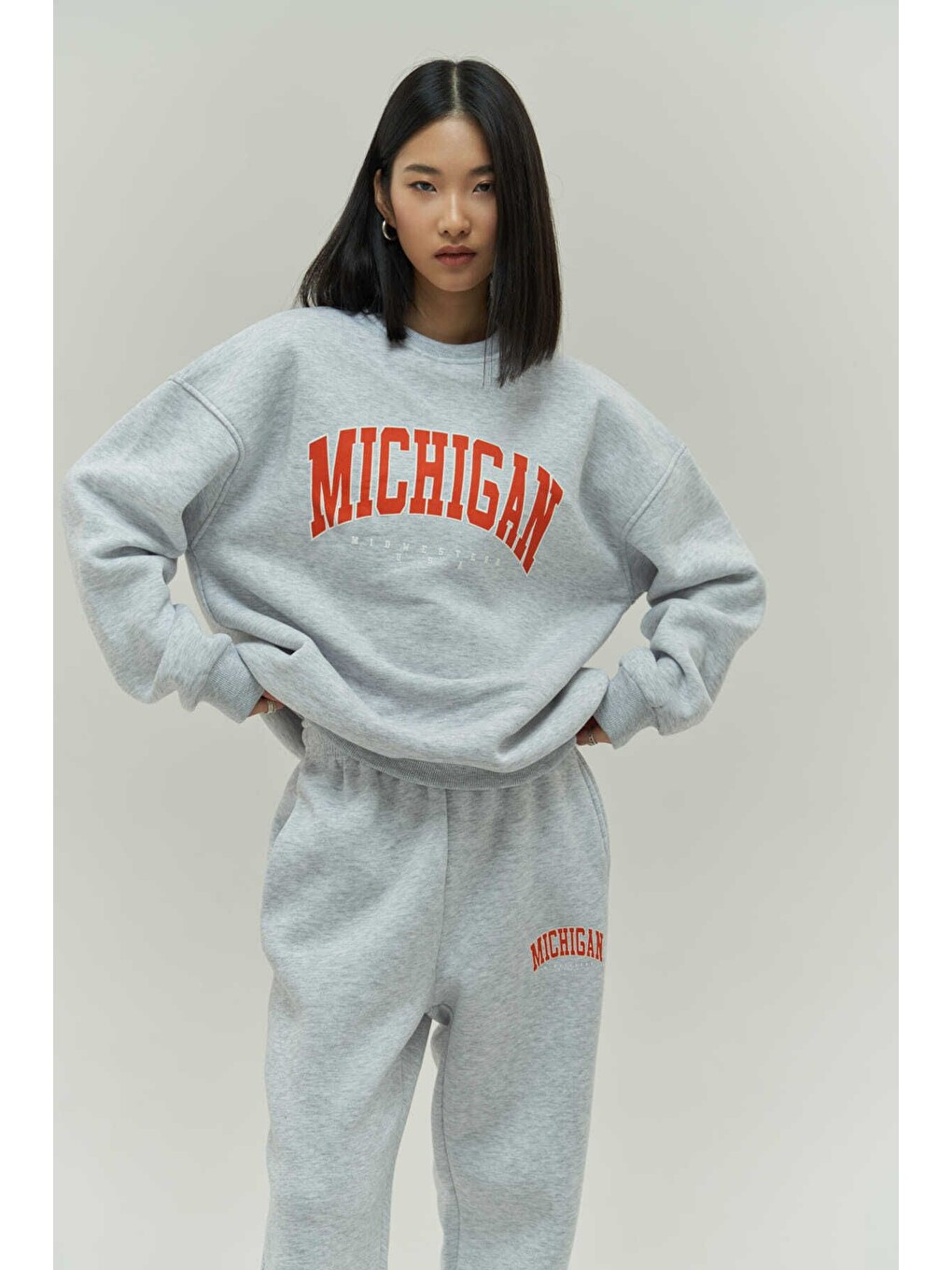 Beyaz Michigan Karmelanj Eşofman Takım-4