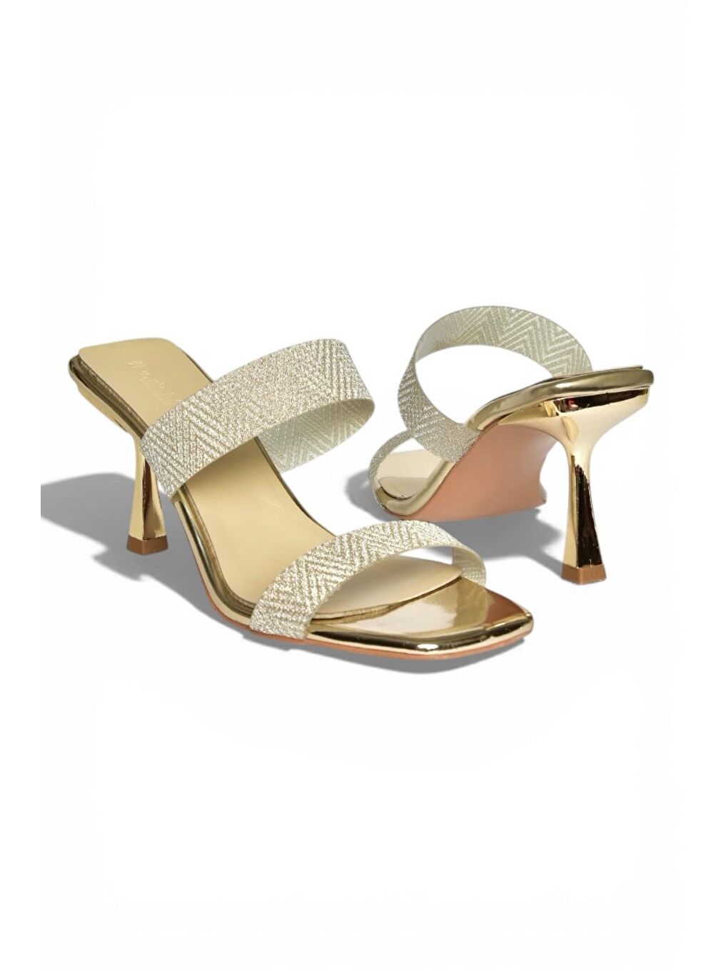 Sarı Altın Kadın Topuklu Terlik Y820013834-4