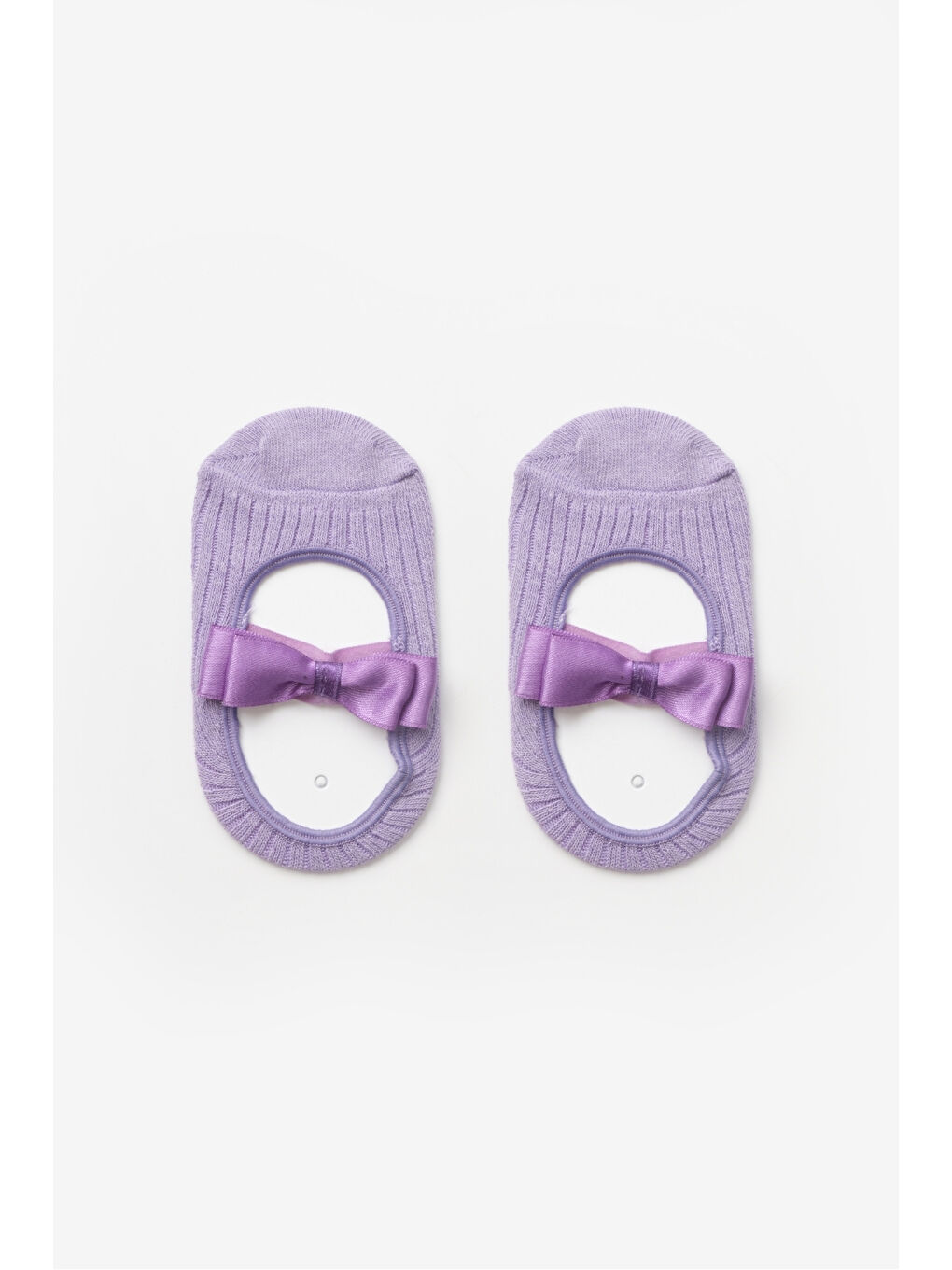 Lila Fiyonklu Kız Çocuk Babet Çorap