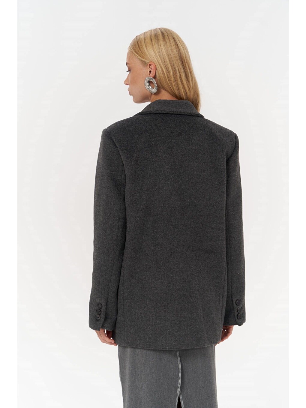 Seljord Yaka Detaylı Antrasit Blazer-4