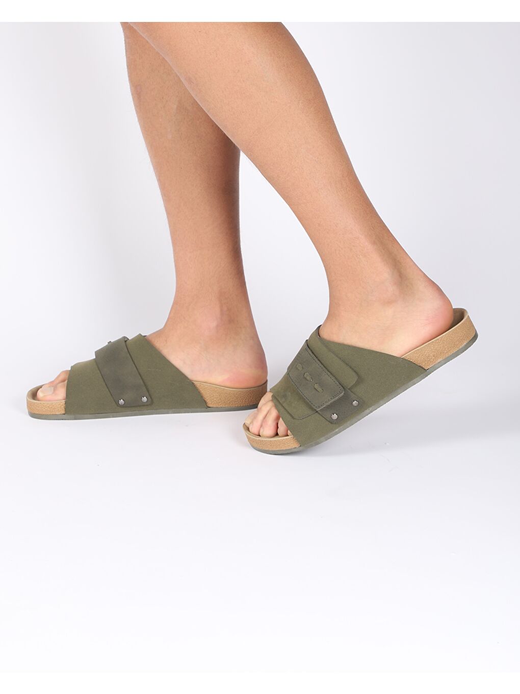 Haki Erkek Yazlık Bant Detaylı Terlik - CRUZ-3