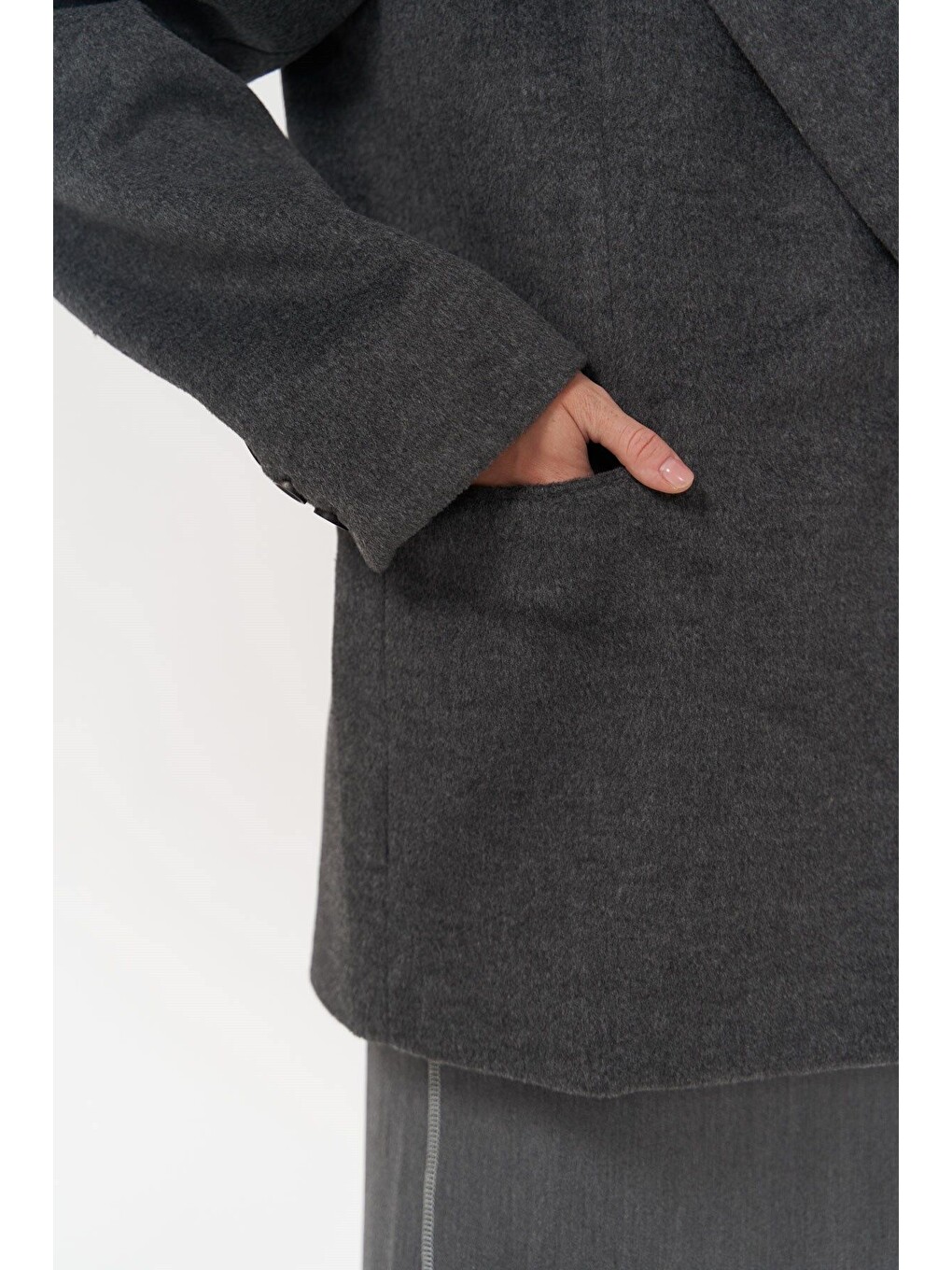 Seljord Yaka Detaylı Antrasit Blazer-5