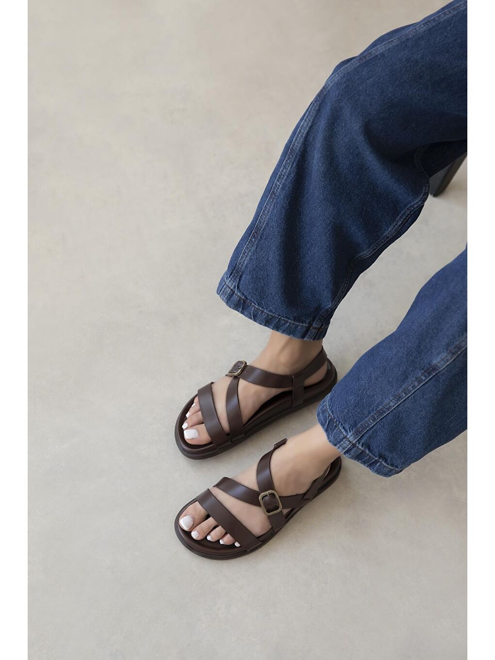 Kahverengi Vitinha Kadın Deri Sandalet Kahve-1