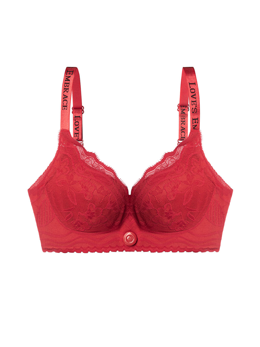 Kırmızı Kadın Dantelli Ön Ayarlı Döner Mekanizmalı Toparlayıcı Sütyen-1