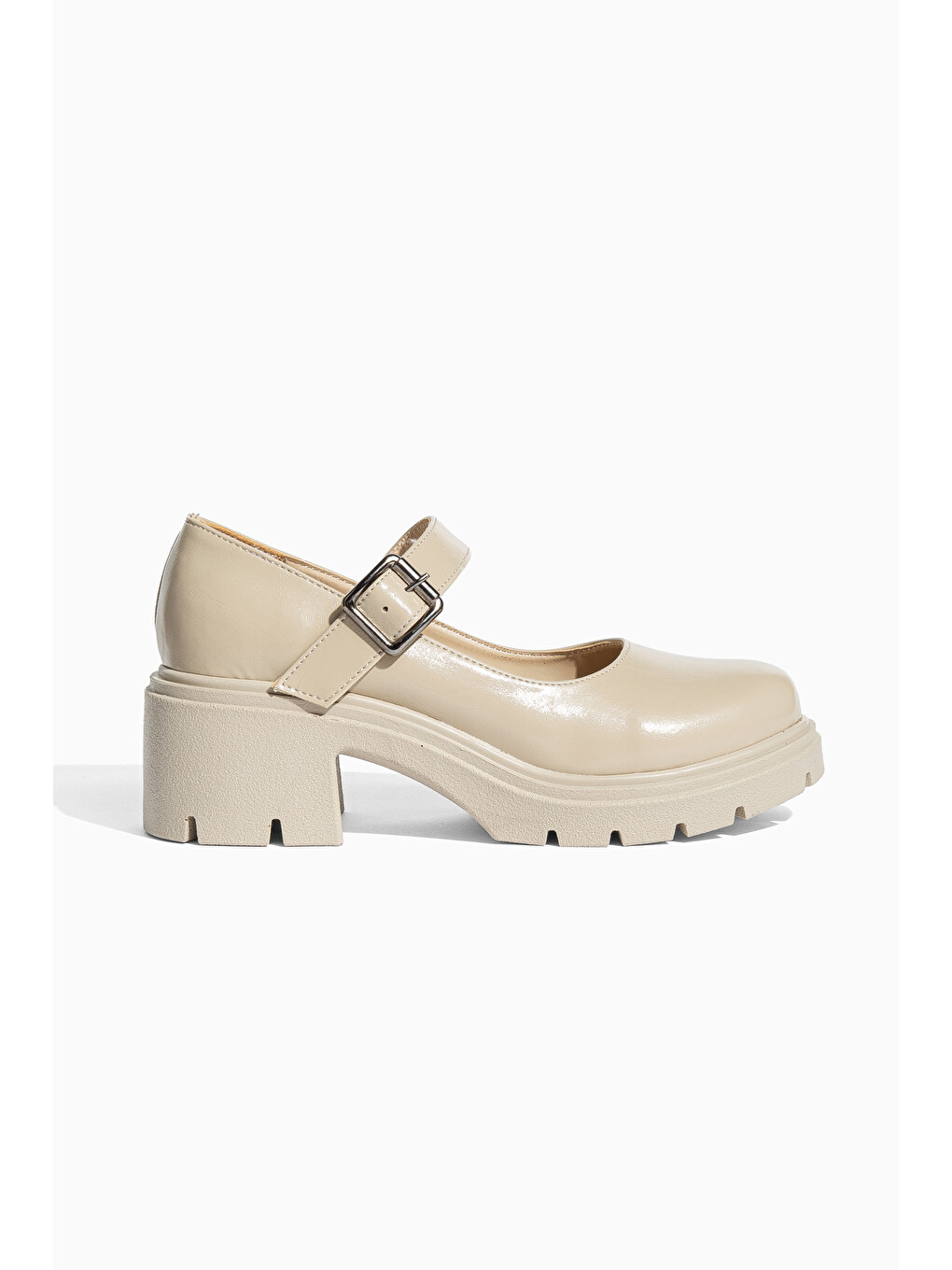 Bej D0706 Günlük Klasik Topuklu Loafer Kadın Ayakkabı