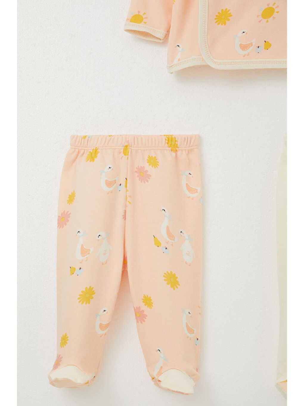 Pembe Kız Bebek Hastane Çıkışı 3 Lü Sevimli Ördek Desenli Somon (0-4 Ay)-3