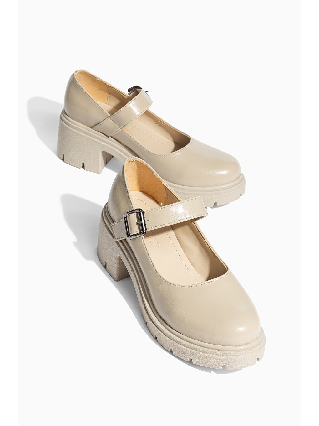 Bej D0706 Günlük Klasik Topuklu Loafer Kadın Ayakkabı-2