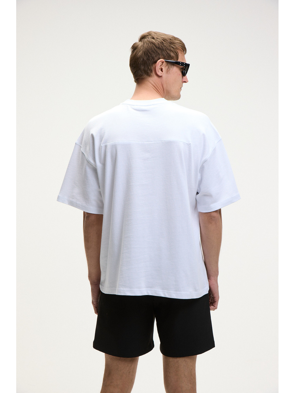 Erkek Oversize Fit Bisiklet Yaka Kısa Kollu %100 Organik Pamuk Beyaz Tişört-1