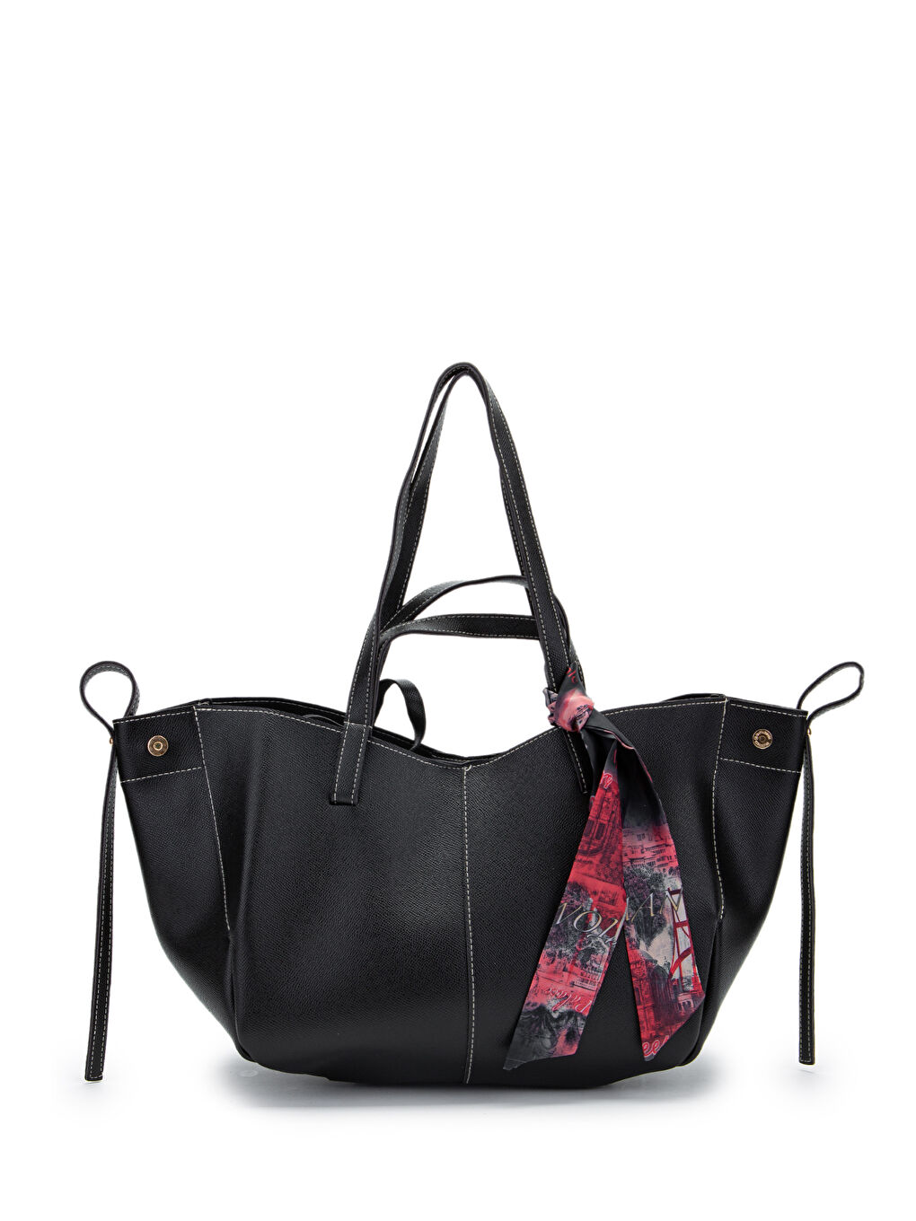 Fular Detaylı Özel Tasarım Pole 1 Kadın Kol Çanta Siyah