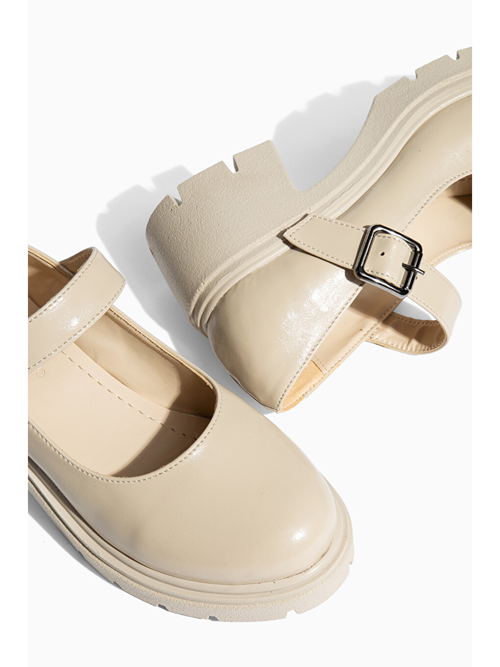 Bej D0706 Günlük Klasik Topuklu Loafer Kadın Ayakkabı-3