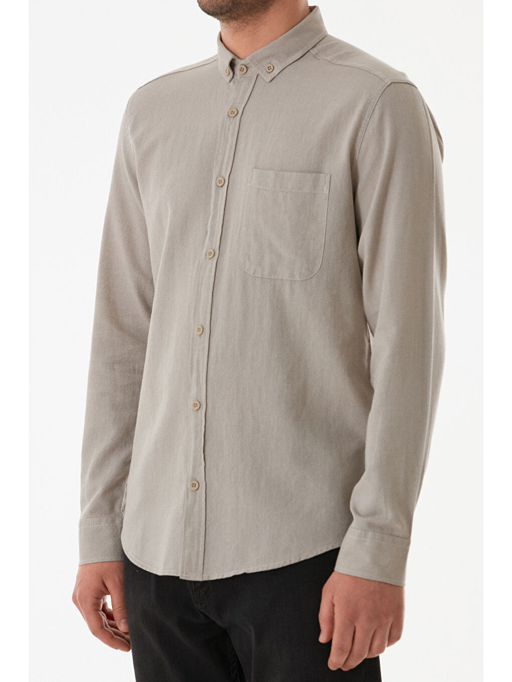 Bej Basic Cepli Düğmeli Gömlek-4