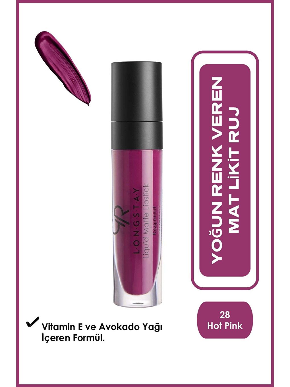 Longstay Liquid Matte Lipstick No: 28 Hot Pink - Likit Mat Ruj