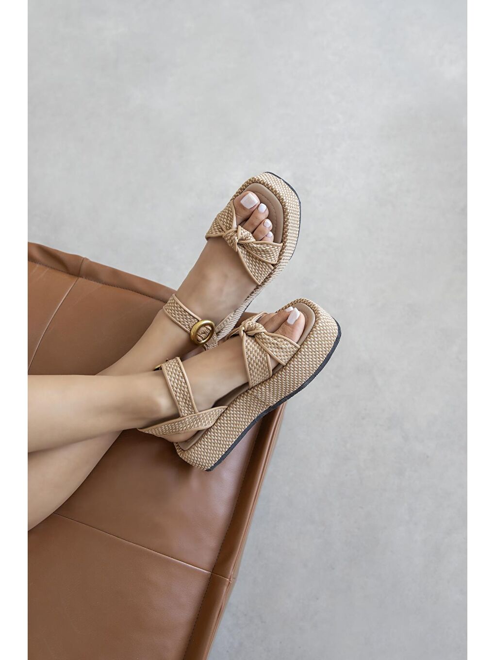 Bej Motta Kadın Hasır Sandalet Ten