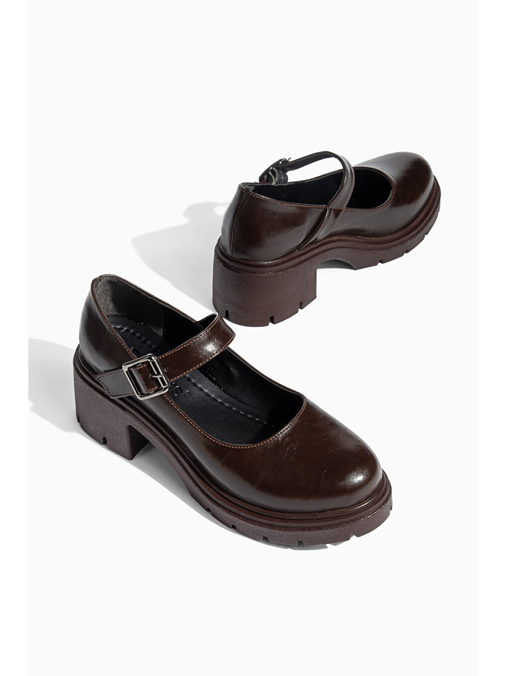 Kahverengi D0706 Günlük Klasik Topuklu Loafer Kadın Ayakkabı-3