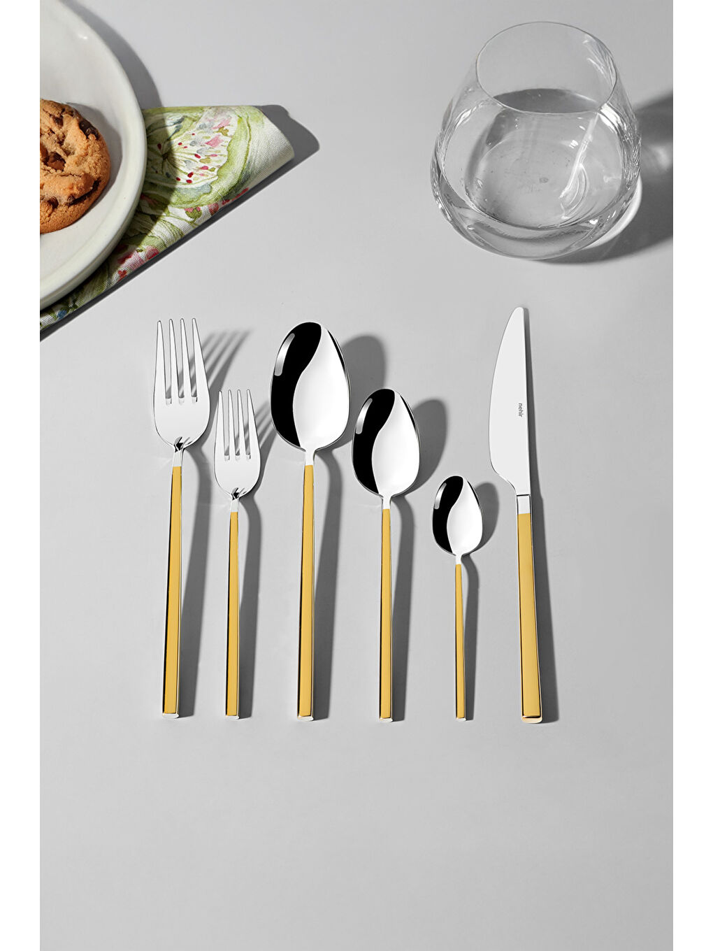 Sarı Gloria Altın Sade 12 Kişilik 72 Parça Çatal Kaşık Bıçak Takımı-4