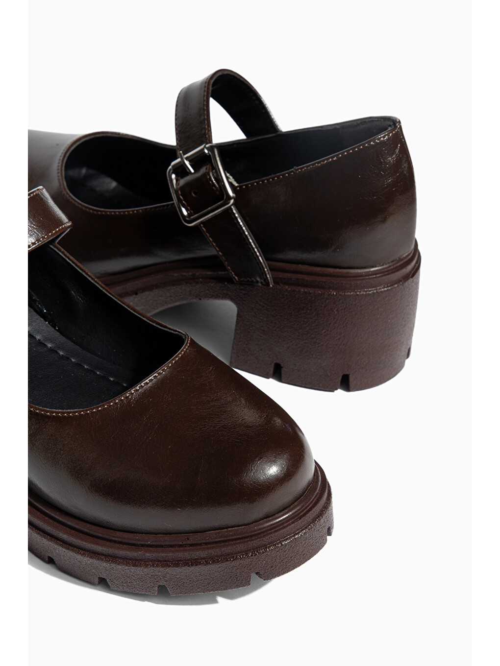 Kahverengi D0706 Günlük Klasik Topuklu Loafer Kadın Ayakkabı-4
