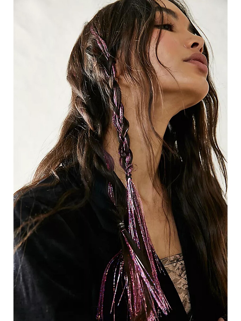 Simli Saç Işıltısı Hair Tinsel Simli Saç İpleri Fuşya Tel Tel- Tokasız-5